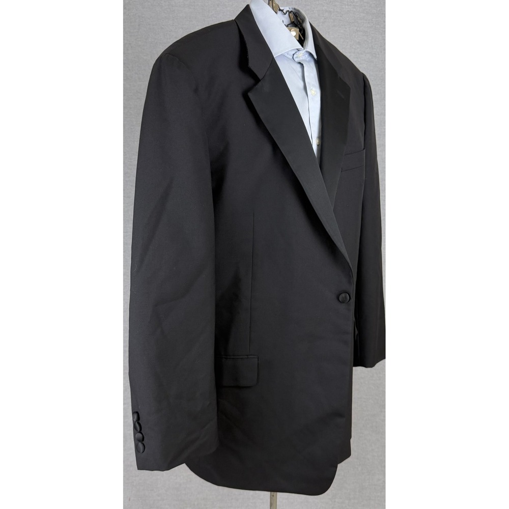 Hickey Freeman Nordstrom Mens 46 Long Black Wool Peak Lapel Tuxedo Jacket Blazer